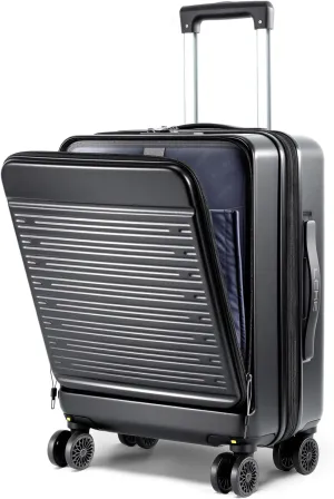 Lekesky 21 Inch Carry On Luggage Airline Approved, Hard Shell Suitcase with Laptop Compartment, Lightweight Rolling Luggages with Detachable Spinner Wheels & TSA Lock for Men Women, Black
