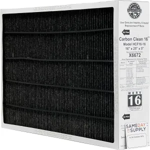Lennox Healthy Climate Lennox X6672 16x25x5 Healthy Climate Carbon-Clean MERV 16 Filter Bundle with Same Day Supply Filter Change Reminder