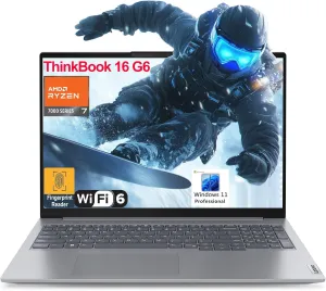 Lenovo ThinkBook 16 G6 16" FHD  Laptop Computer, AMD 8-Core Ryzen 7 7730U (Beat i7-1360P), 32GB DDR4 RAM, 1TB PCIe SSD, WiFi 6, Bluetooth 5.3, Type-C 3.2, Fingerprint Reader, Windows 11 Pro, AZ-XUT