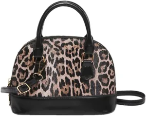 Leopard Print Small Crossbody Handbag and Purse Cheetah Print Satchel Shell Bag Women Vintage Small Clutch Tote Bag