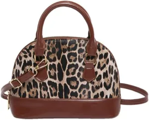 Leopard Print Small Crossbody Handbag and Purse Cheetah Print Satchel Shell Bag Women Vintage Small Clutch Tote Bag