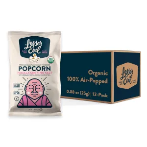 LesserEvil Himalayan Pink Salt Organic Popcorn, No Artificial Ingredients, Coconut Oil, 0.88 Ounce (Pack of 25)