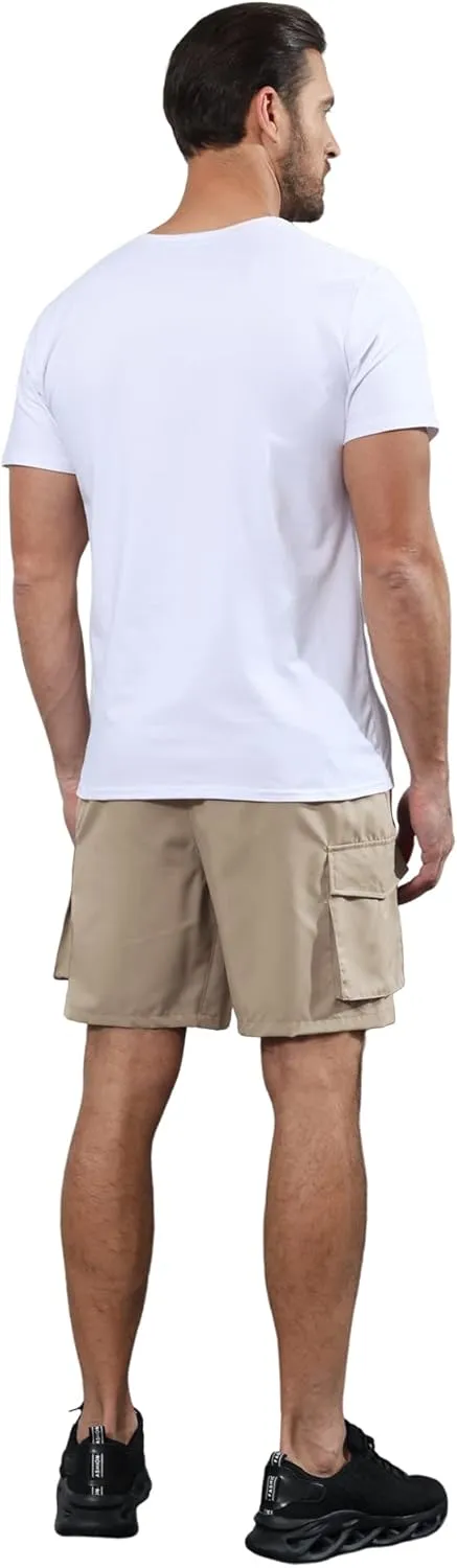 Lexiart Men's Hiking Cargo Shorts Drawstring Stretch Lightweight Quick Dry Shorts with Zipper Pockets