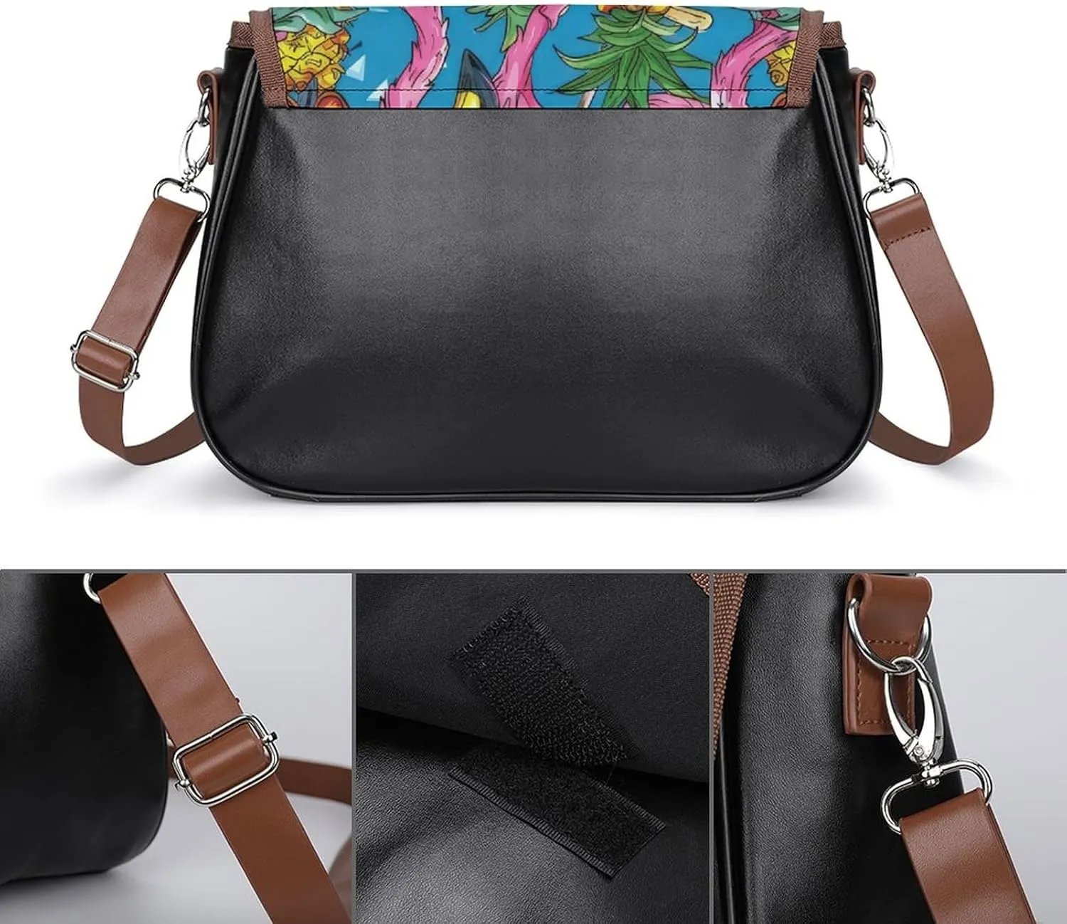 Lightning-black-background Women's Crossbody Bag Detachable Wide Strap Shoulder Bag with Pockets Daily Work Bag
