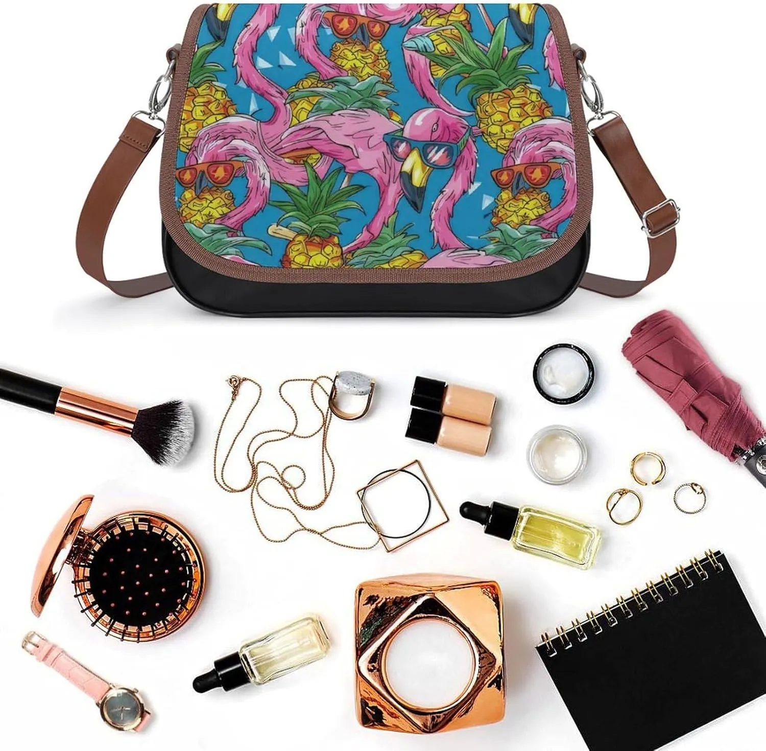 Lightning-black-background Women's Crossbody Bag Detachable Wide Strap Shoulder Bag with Pockets Daily Work Bag