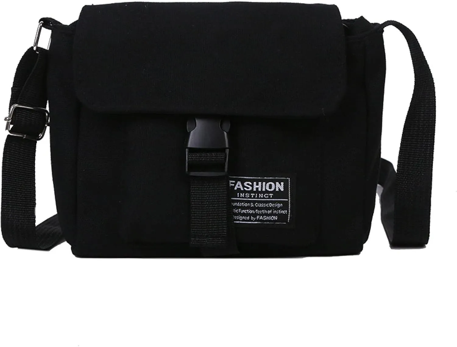 Literary small fresh messenger bag men's and women's tooling bag all-match canvas one-shoulder messenger bag(black)