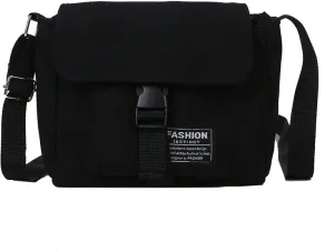 Literary small fresh messenger bag men's and women's tooling bag all-match canvas one-shoulder messenger bag(black)