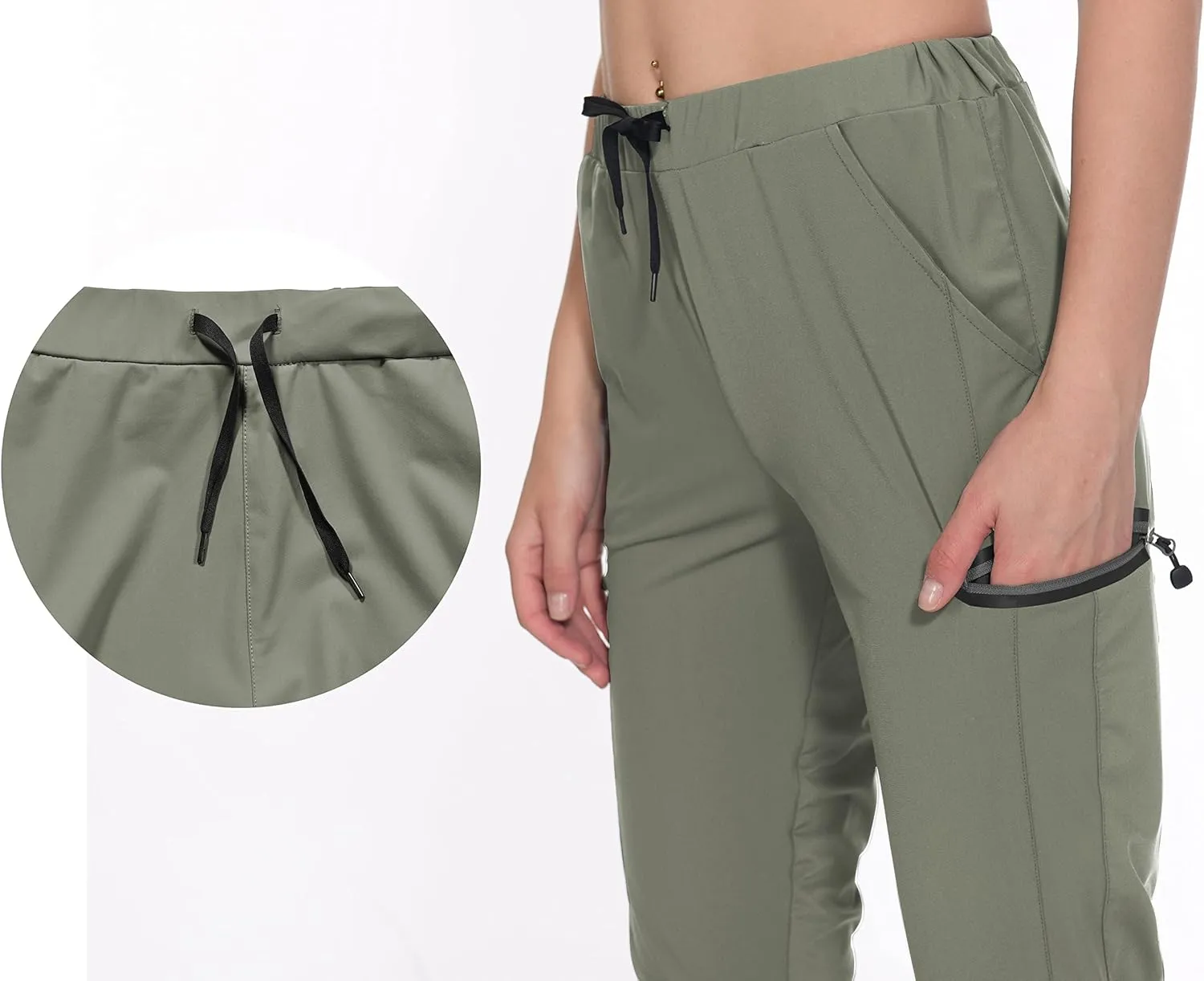 Little Donkey Andy Women's Ultra-Stretch Quick Dry Lightweight Ankle Pants Drawstring Active Travel Hiking