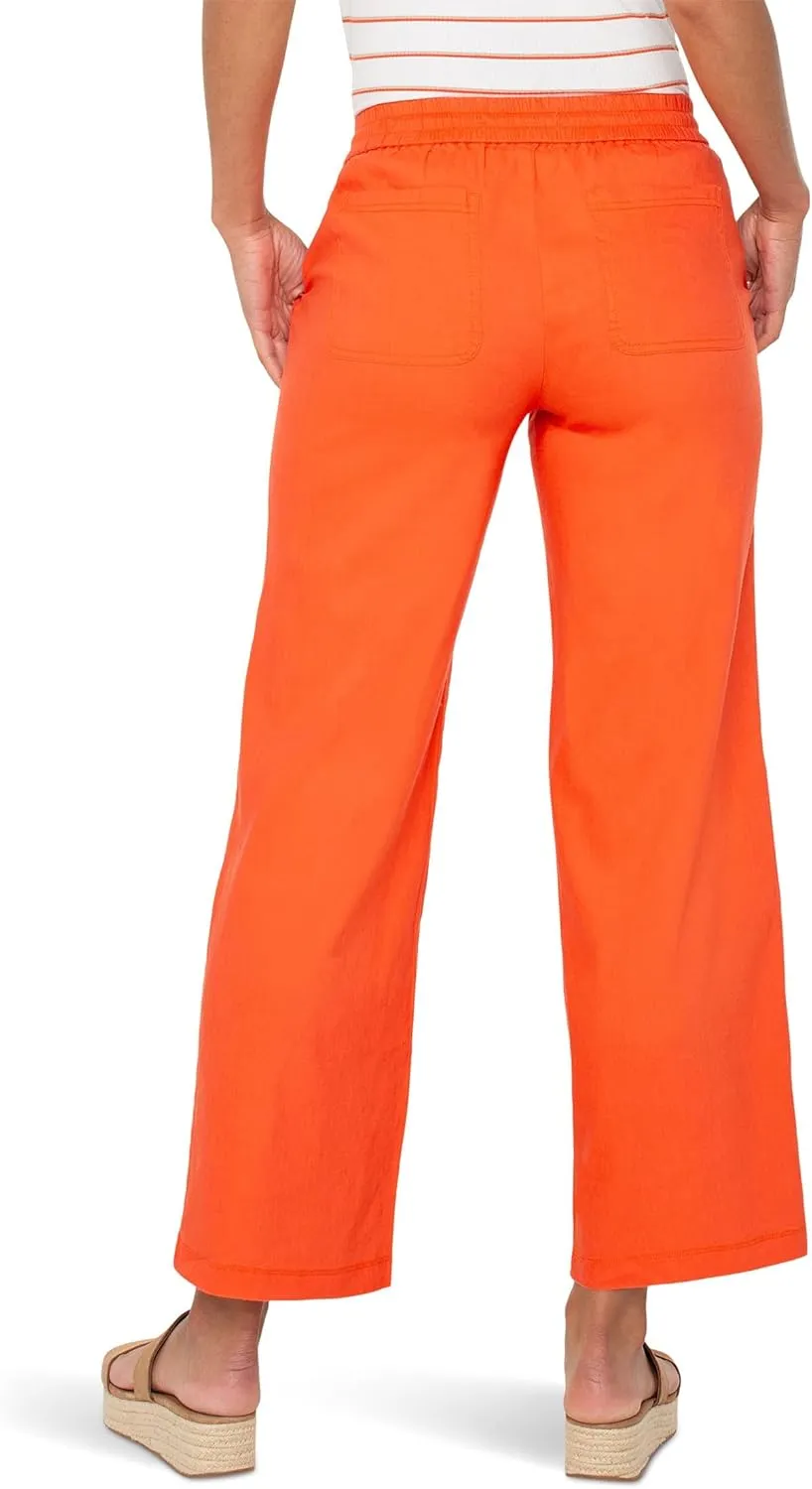 Liverpool Women's Mid-Rise Pull-on Drawstring Waistband Wide Leg Pant