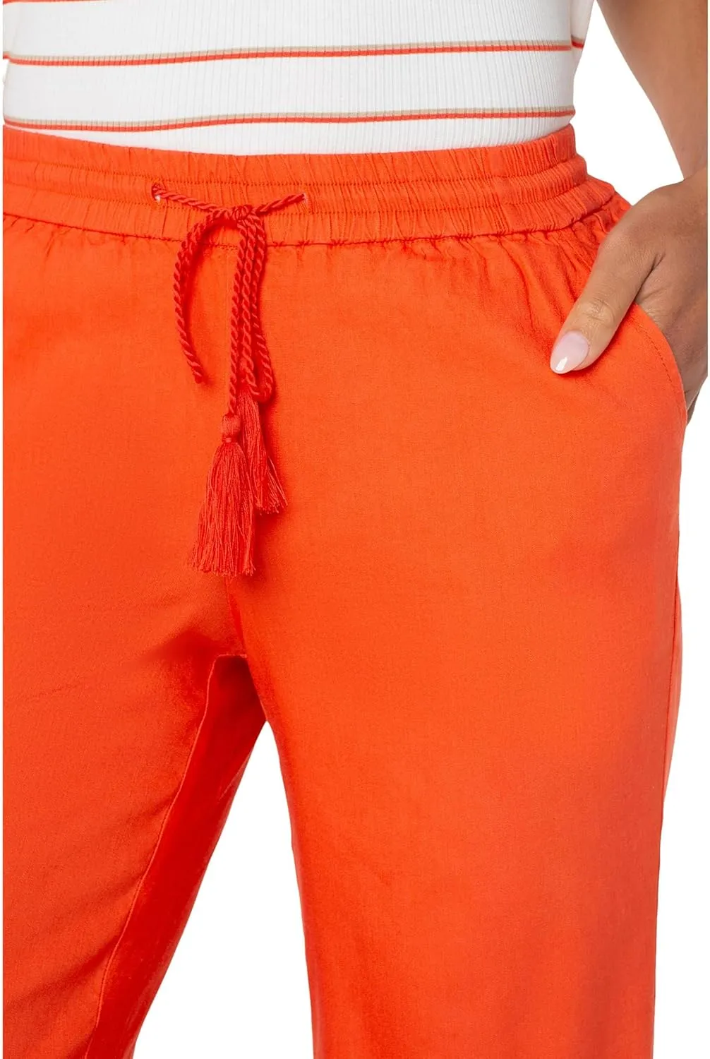 Liverpool Women's Mid-Rise Pull-on Drawstring Waistband Wide Leg Pant