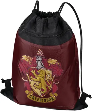 LOGOVISION Harry Potter Gryffindor Painted Crest Drawstring Backpack Sports Bag Sackpack 17" x 13", Perfect for Gym, Yoga or Practice