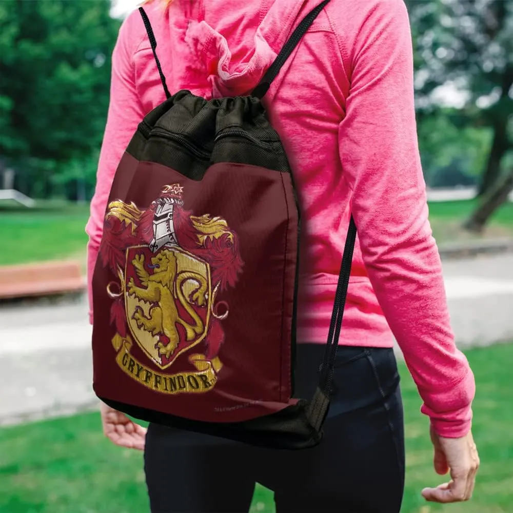 LOGOVISION Harry Potter Gryffindor Painted Crest Drawstring Backpack Sports Bag Sackpack 17" x 13", Perfect for Gym, Yoga or Practice