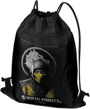 LOGOVISION Mortal Kombat Scorpion Metal Drawstring Backpack Sports Bag Sackpack 17" x 13", Perfect for Gym, Yoga or Practice