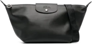 Longchamp Medium Le Pliage Leather Hobo Bag, Black