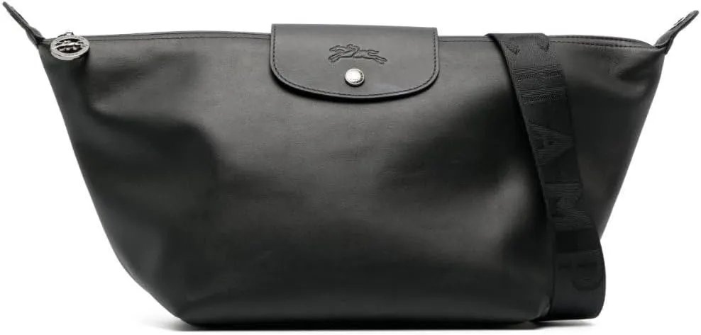 Longchamp Medium Le Pliage Leather Hobo Bag, Black