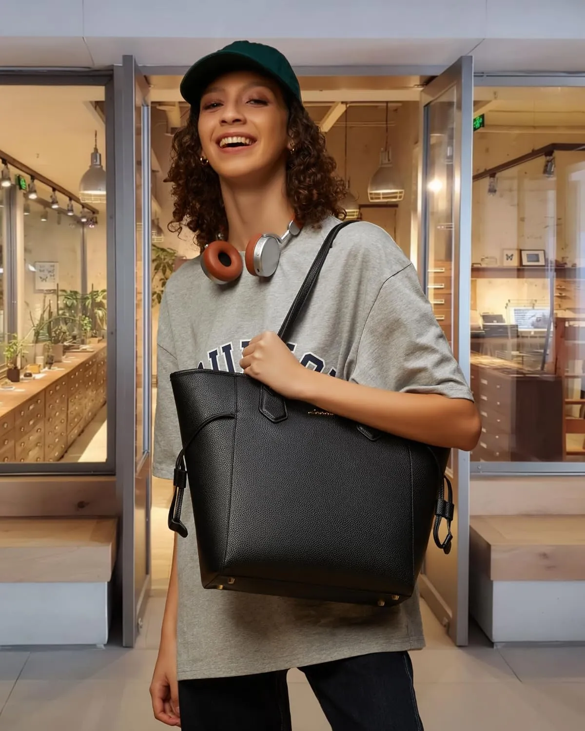 LOVEVOOK Leather Tote Bag for Women, Lightweight Large Handbag, Waterproof Tote Purse, Ideal for Work, College and Gift