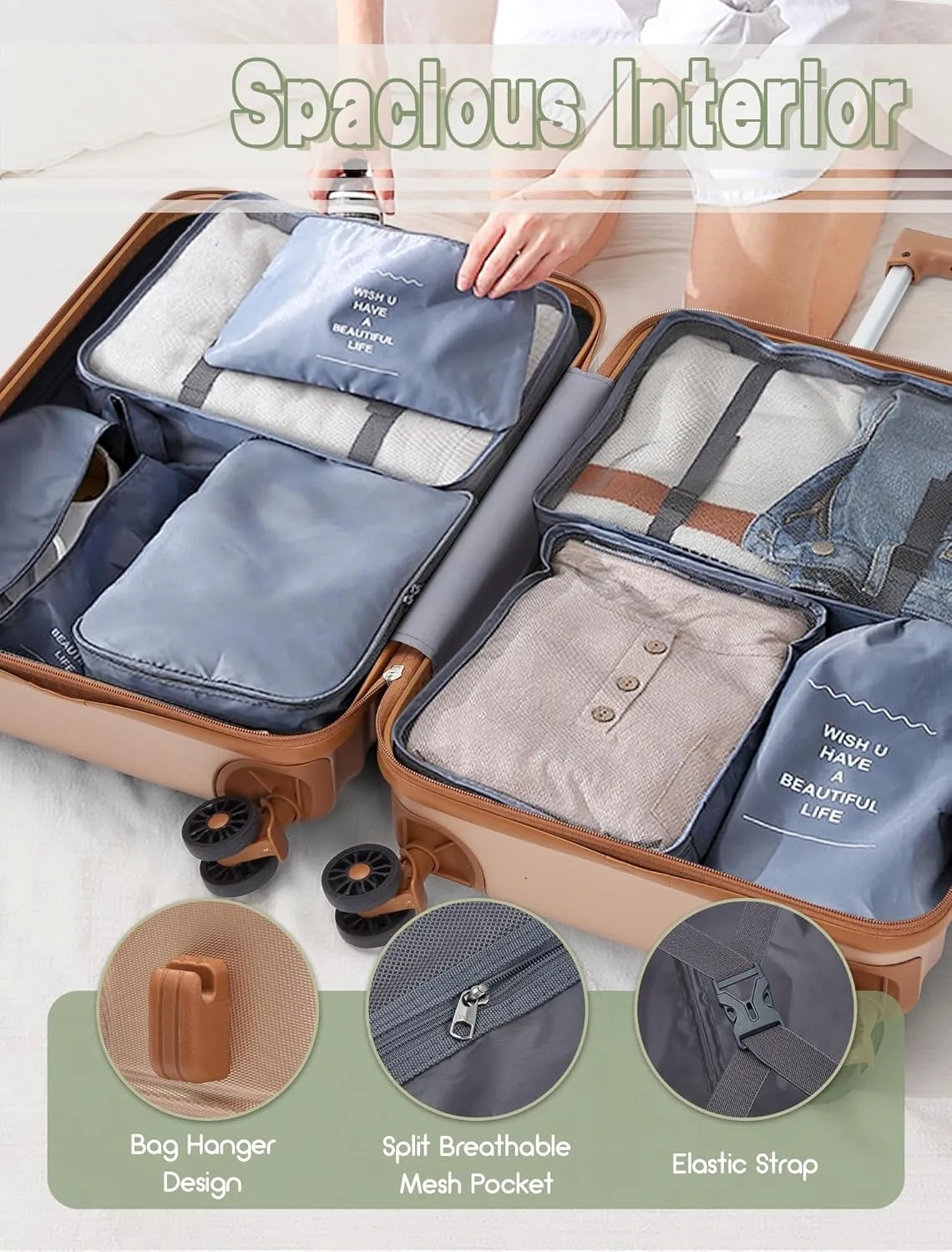 Luggage Sets 5 Piece, Suitcases with Wheels, Hardshell Suitcase Set, ABS Carry on Luggage Set with TSA Lock, Travel Luggage