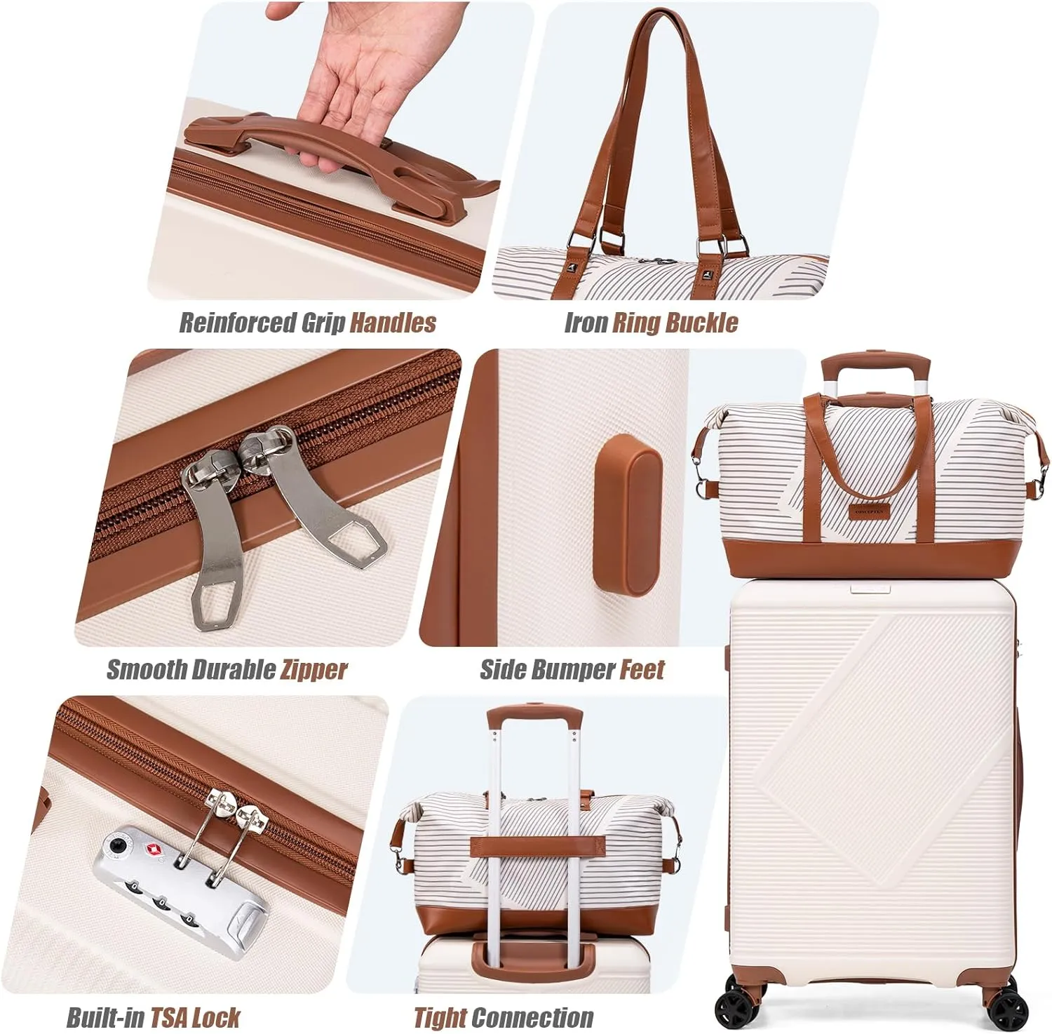 Luggage Sets 5 Piece, Suitcases With Wheels, Lightweight Travel Luggage Set With TSA Lock, ABS Hardshell Carry On Suitcase Set, Tangerine