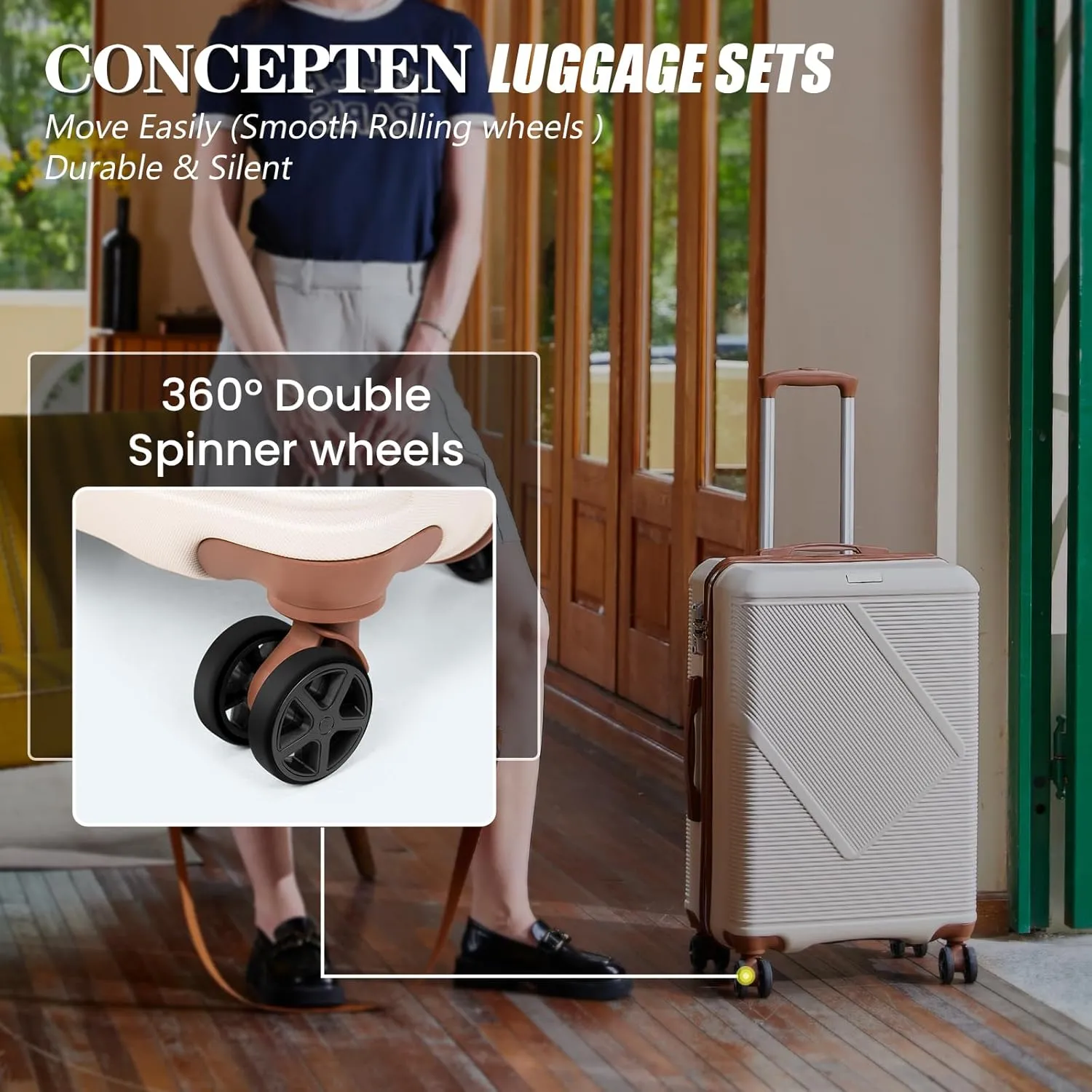 Luggage Sets 5 Piece, Suitcases With Wheels, Lightweight Travel Luggage Set With TSA Lock, ABS Hardshell Carry On Suitcase Set, Tangerine