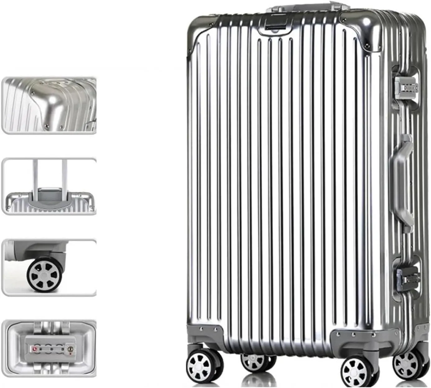 Luggage Suitcase Aluminum Metal Password Trolley Luggage Suitcase Trip Cabin Carry-on 20/24/28/32 Inch Travel Bags Suitcases Suitcase(Blue,30 inch)