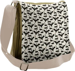 Lunarable Animals Messenger Bag, Migratory Bird Black Swans, Unisex Cross-body