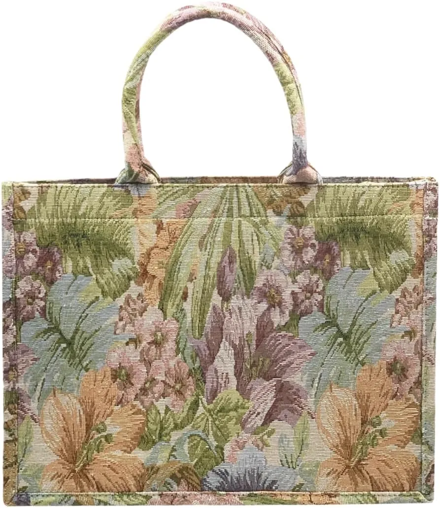 Luxury Large Tote Bag Retro Embroidery Jacquard Handbag Cotton Linen Bags for Women