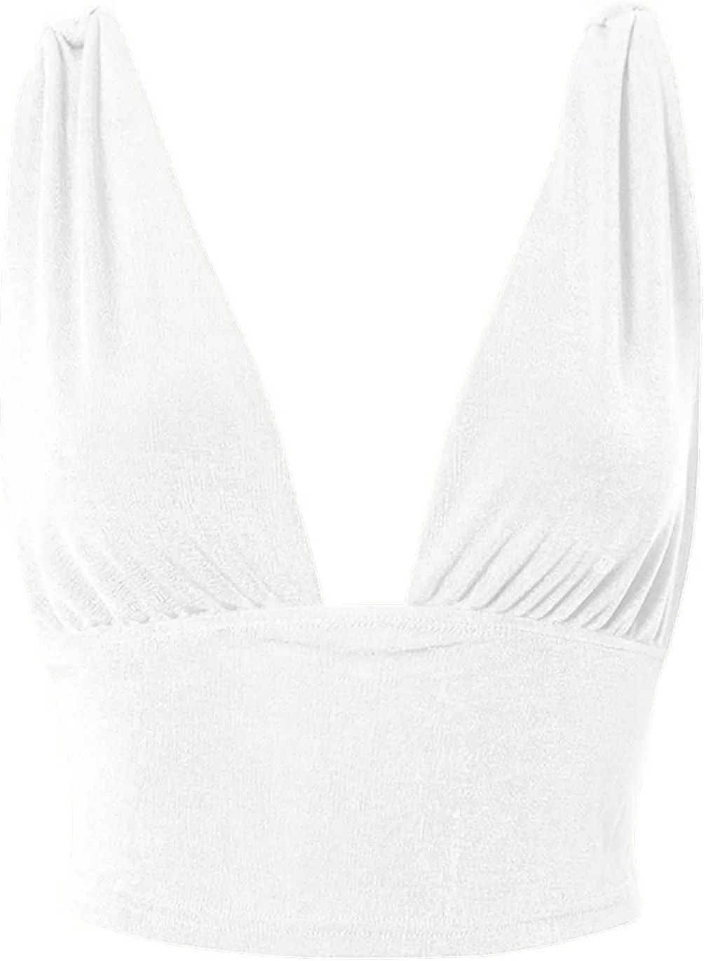 LYANER Women's Sexy Deep V Neck Slim Fitted Strap Crop Cami Tank Sleeveless Top