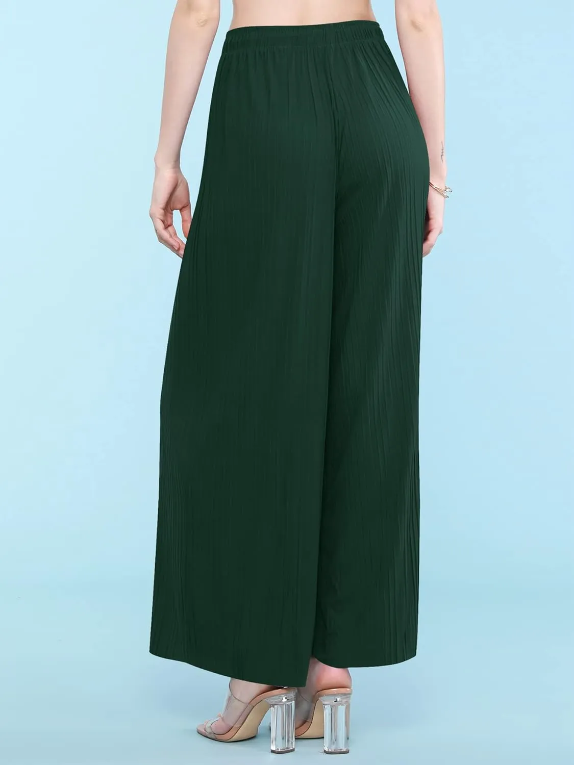 Made By Johnny Women's Pleated Wide Leg Palazzo Pants with Drawstring