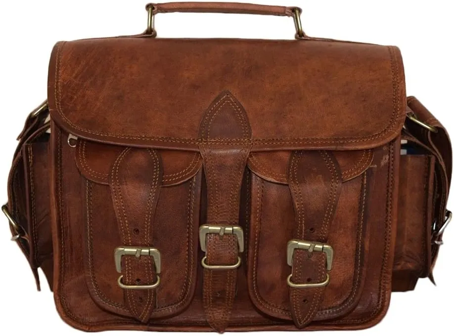 Madosh, Genuine Leather Men's Briefcase Style Camera Bag Shoulder Crossbody Office Laptop Bag