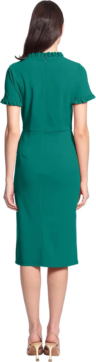 Maggy London Women's Ruffle Collar Slant Pocket Sheath Dress