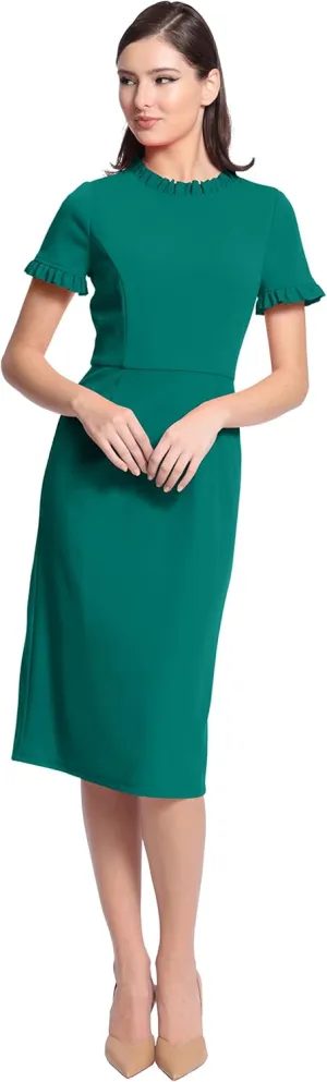 Maggy London Women's Ruffle Collar Slant Pocket Sheath Dress
