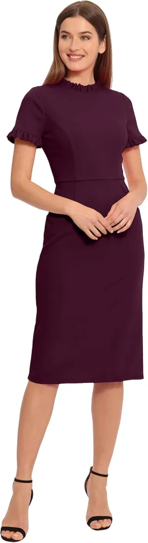 Maggy London Women's Ruffle Collar Slant Pocket Sheath Dress