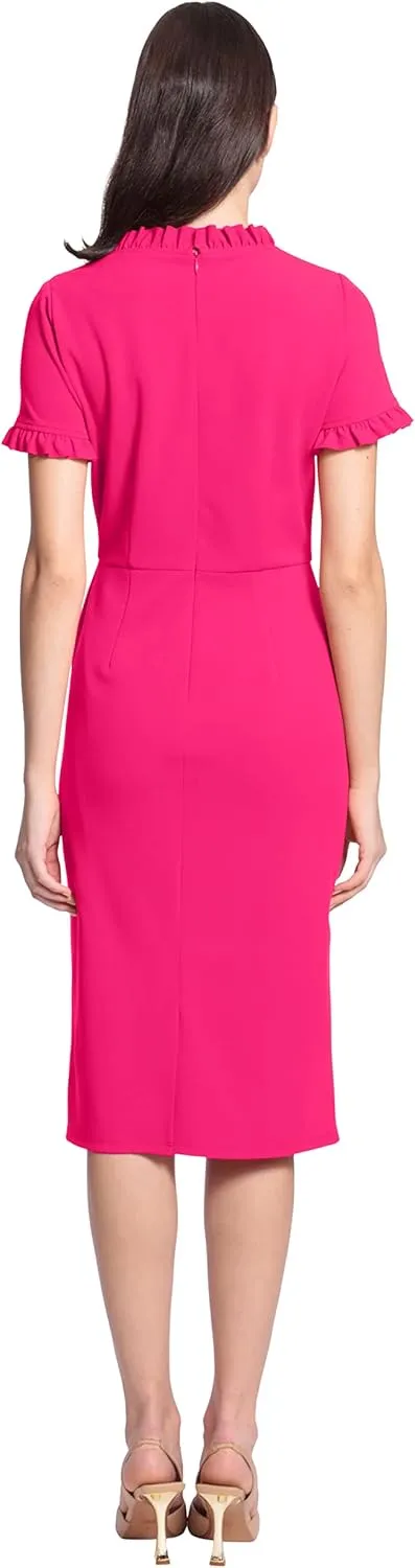 Maggy London Women's Ruffle Collar Slant Pocket Sheath Dress