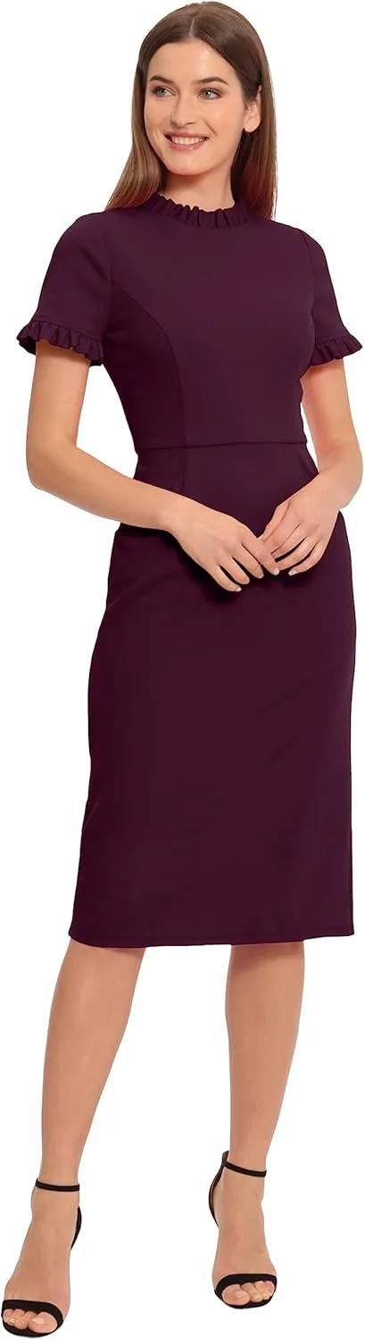 Maggy London Women's Ruffle Collar Slant Pocket Sheath Dress