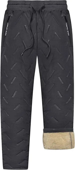 MANLUODANNI Men's Winter Fleece Sweatpants Sherpa Lined Pants Active Drawstring Jogger Trousers