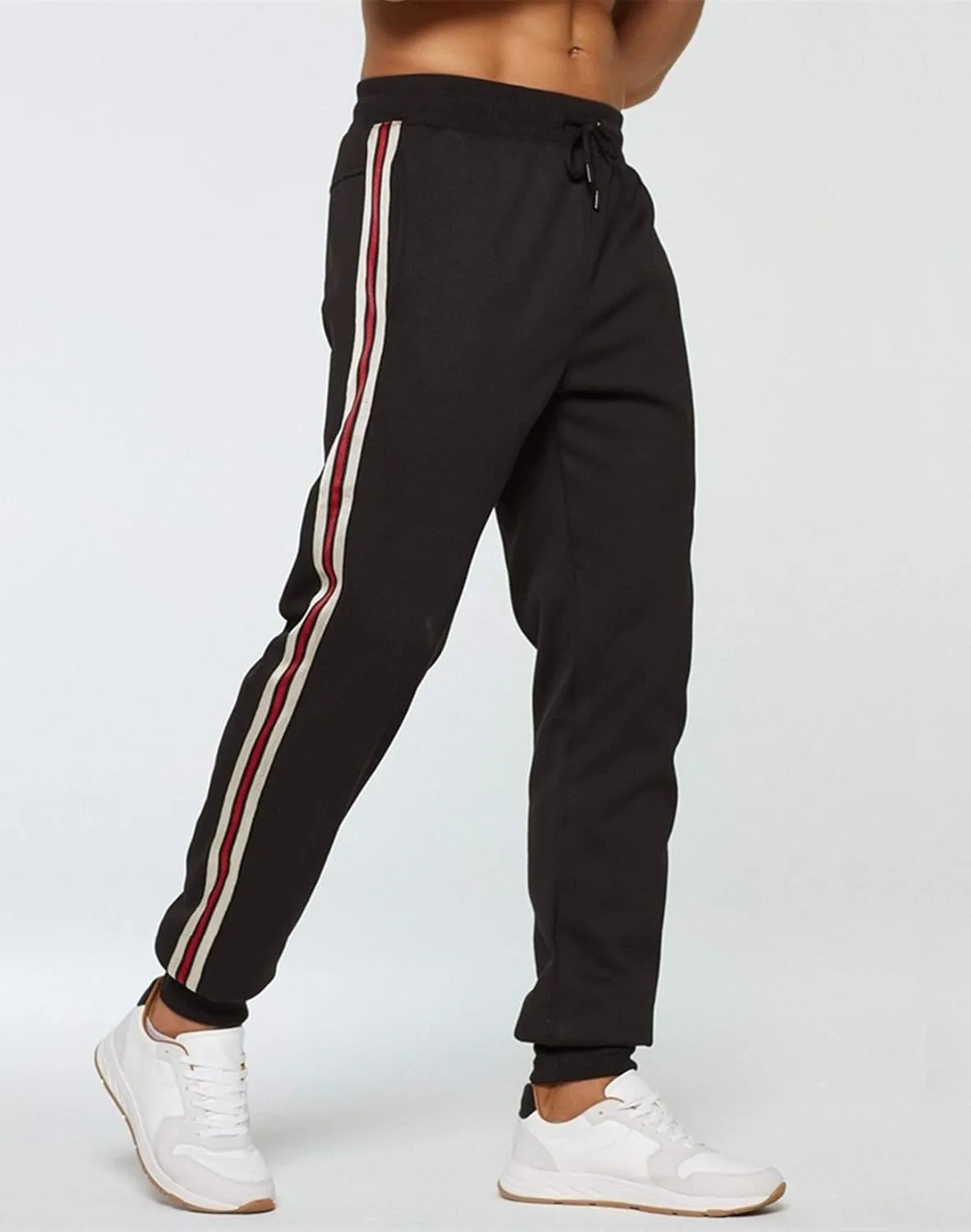 MANLUODANNI Men's Winter Fleece Sweatpants Sherpa Lined Pants Active Drawstring Jogger Trousers