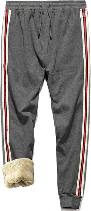 MANLUODANNI Men's Winter Fleece Sweatpants Sherpa Lined Pants Active Drawstring Jogger Trousers