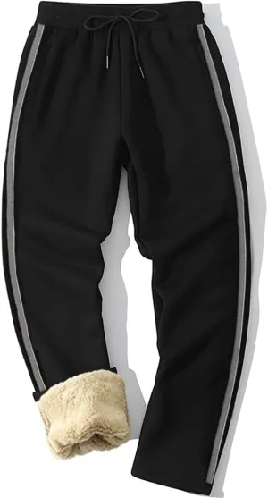 MANLUODANNI Men's Winter Fleece Sweatpants Sherpa Lined Pants Active Drawstring Jogger Trousers