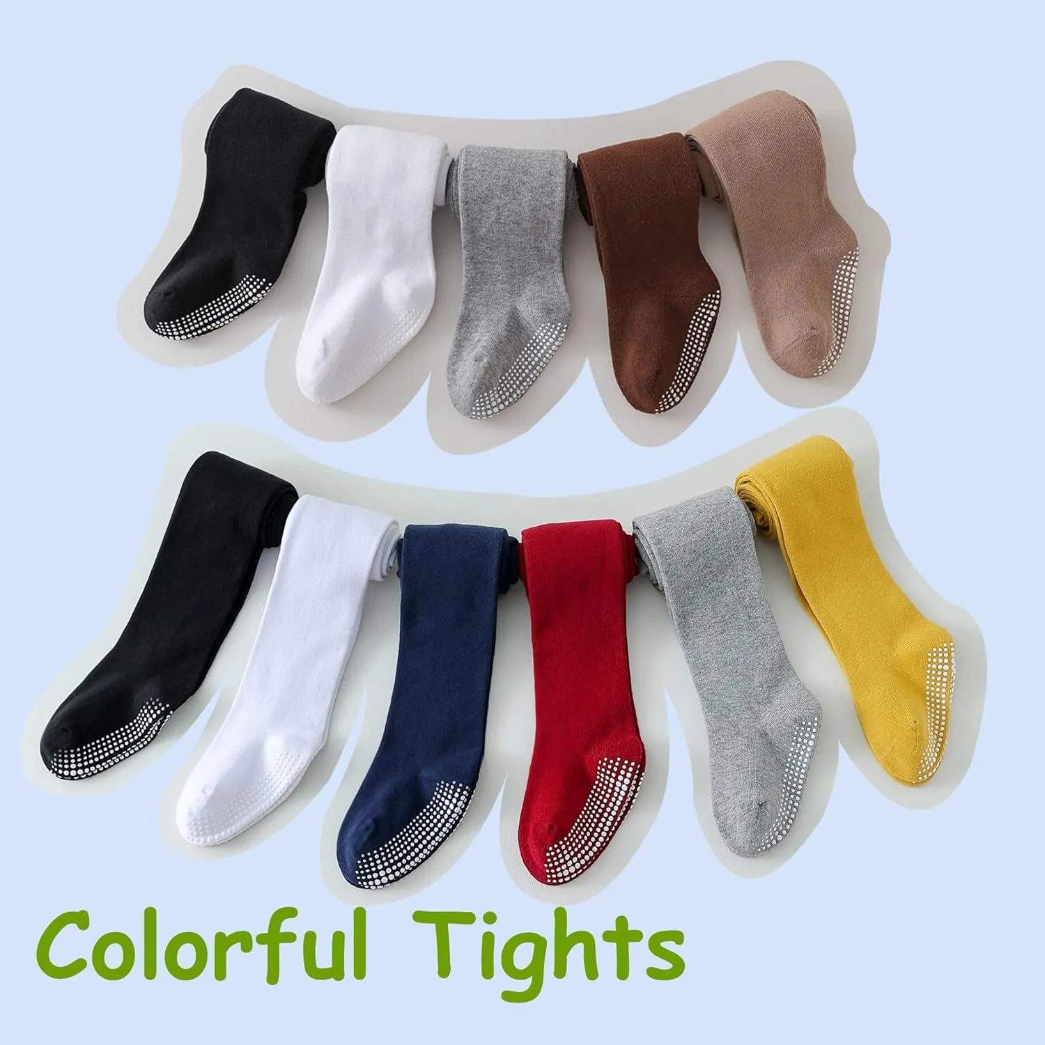 Marchare Baby Girls Tights Thick Cotton Solid Leggings Winter Warm Stockings With Non Slip Grips