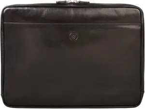 Maxwell Scott - Luxury Leather 15" 16" Laptop Sleeve Cover for MacBook - Handmade in Italy - The Verzino Black