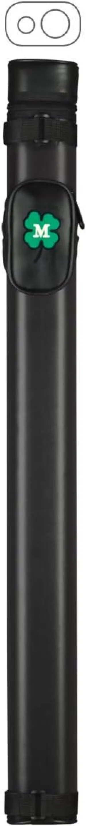 McDermott 1x1 Hard Oval Vinyl Pool/Billiard Cue Case - Black w/Clover