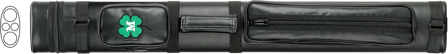 McDermott 2x2 Hard Oval Vinyl Pool/Billiard Cue Case - Black w/Clover