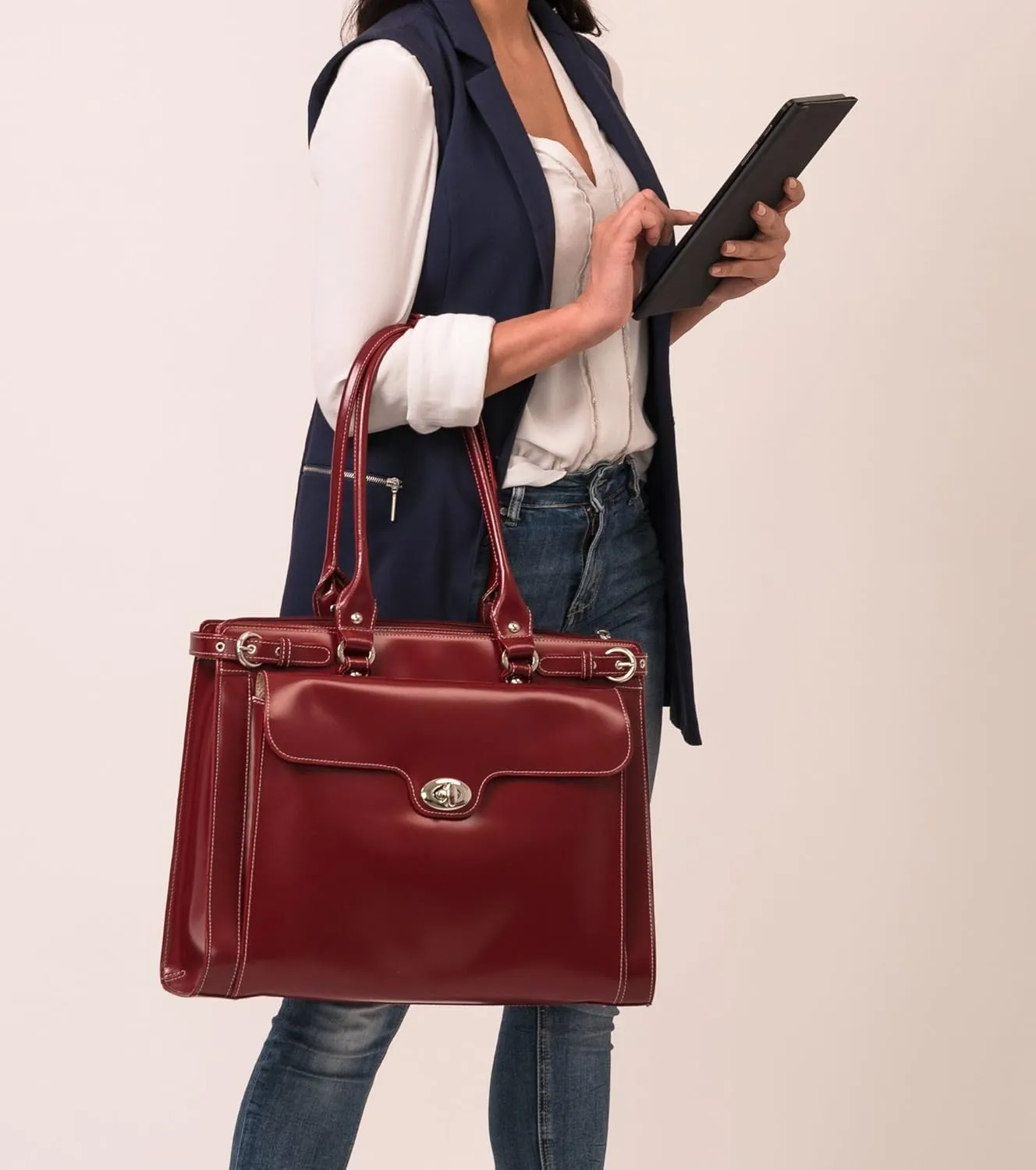 McKlein 15" Leather Laptop Briefcase- WINNETKA