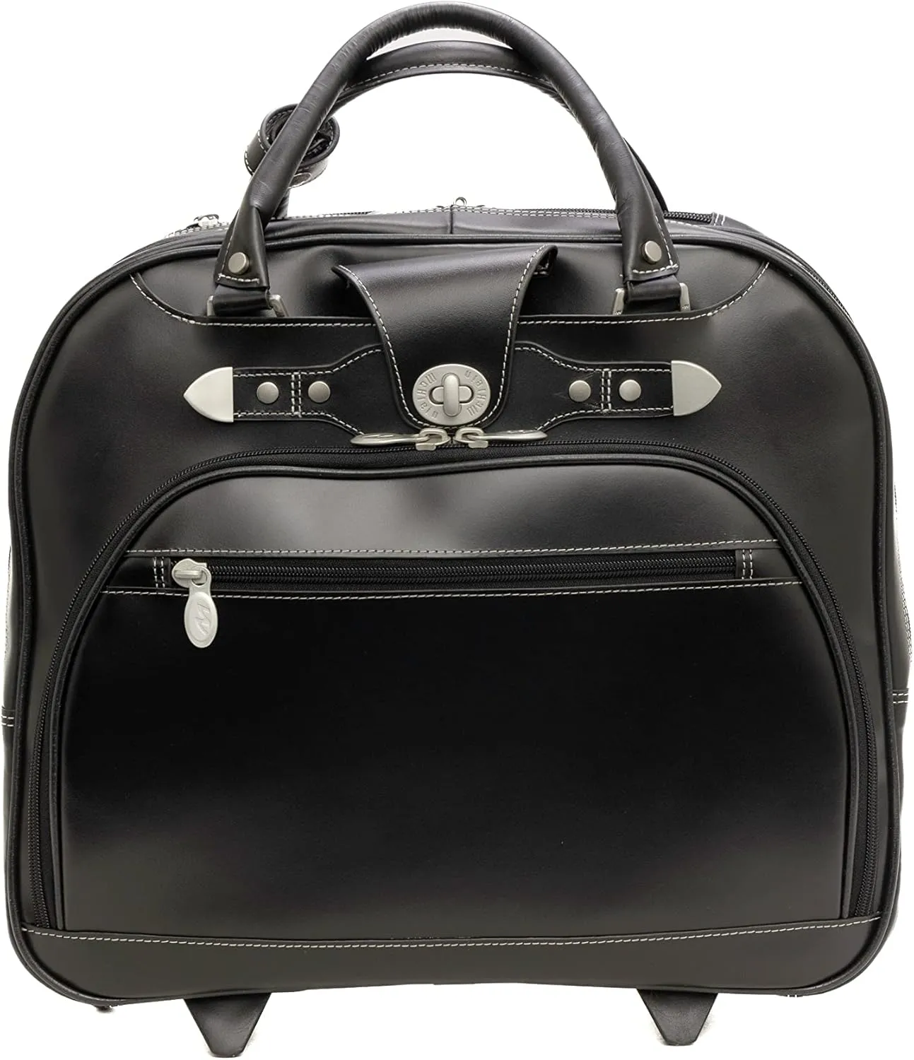 McKlein 15" Leather Wheeled Ladies' Laptop Briefcase- REDWOOD- Black