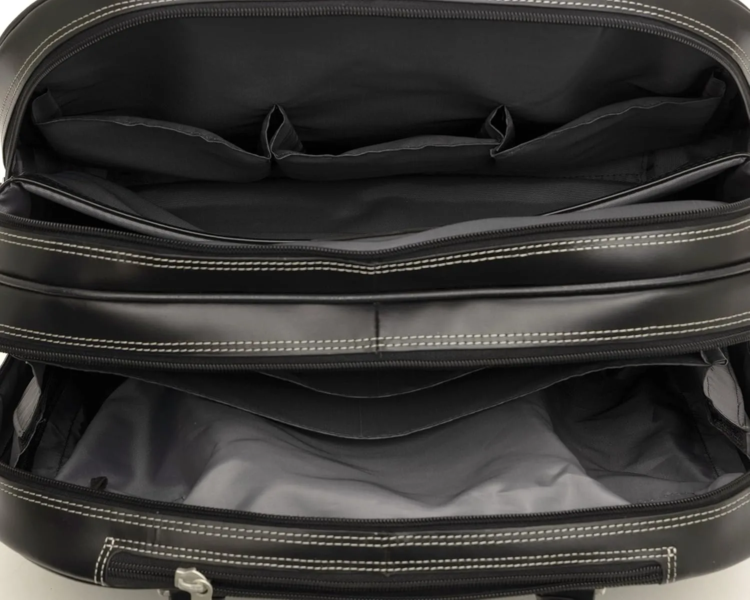 McKlein 15" Leather Wheeled Ladies' Laptop Briefcase- REDWOOD- Black