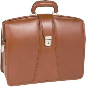 McKlein 17" Leather Partners Laptop Briefcase- HARRISON- Brown