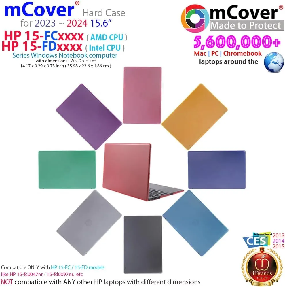 mCover Case Compatible ONLY for 2023-2024 15.6-inch HP Laptop 15-FCxxxx / 15-FDxxxx Series Windows Notebook PC (NOT Fitting Any Other HP Laptop Models) - Aqua