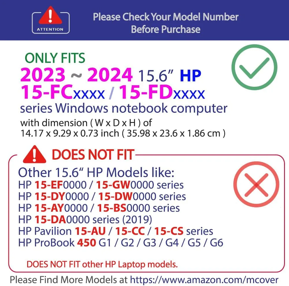 mCover Case Compatible ONLY for 2023-2024 15.6-inch HP Laptop 15-FCxxxx / 15-FDxxxx Series Windows Notebook PC (NOT Fitting Any Other HP Laptop Models) - Clear