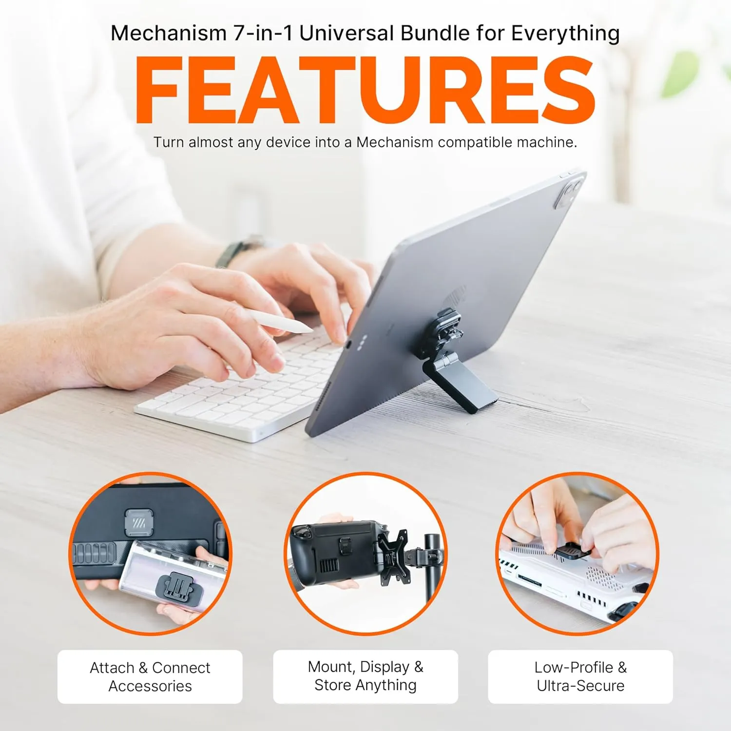 Mechanism Universal 7-in-1 Bundle | Kickstand, Battery, SSD, VESA & Wall Mounting Kit | Mount Anything to a Console & It to Anything | Lenovo Legion Go Accessories & Nintendo Switch Lite Accessories