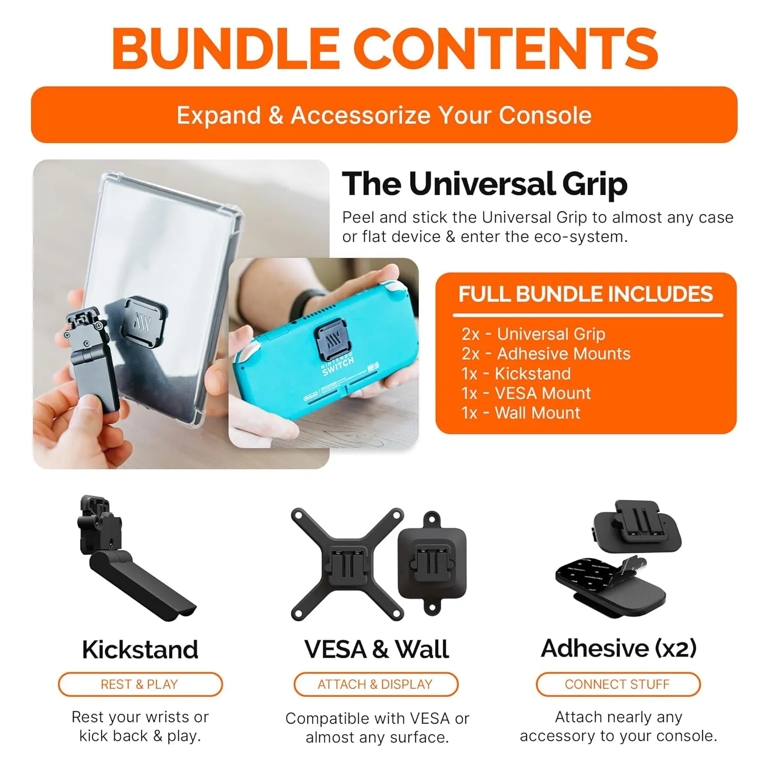 Mechanism Universal 7-in-1 Bundle | Kickstand, Battery, SSD, VESA & Wall Mounting Kit | Mount Anything to a Console & It to Anything | Lenovo Legion Go Accessories & Nintendo Switch Lite Accessories